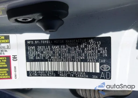 2014 Toyota Corolla S Plus z USA, uszkodzony, nr VIN 2T1BURHE9EC077061